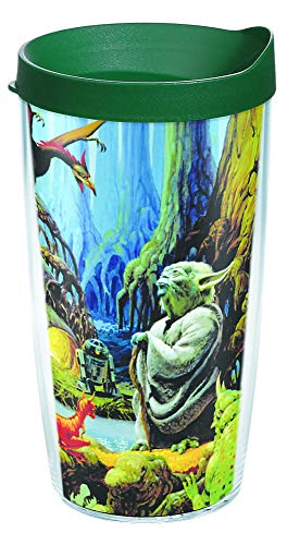 Tervis Star Wars Empire 40th Anniversary Yoda Made in USA Double Walled Insulated Tumbler Travel Cup Keeps Drinks Cold & Hot, 16oz, Classic