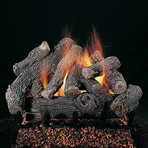 Rasmussen Bonfire Log Set with 18-Inch Custom Embers Pan Burner and Manual Safety Pilot Kit w/ CXF18 Valve Vanisher (BF189-CXF18-B-VSP-N), Natural Gas, 18-Inches