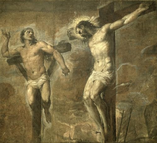 Peinture pour la Décoration de la Chambre à Coucher - Toile Tiziano Vecelli Christ en croix