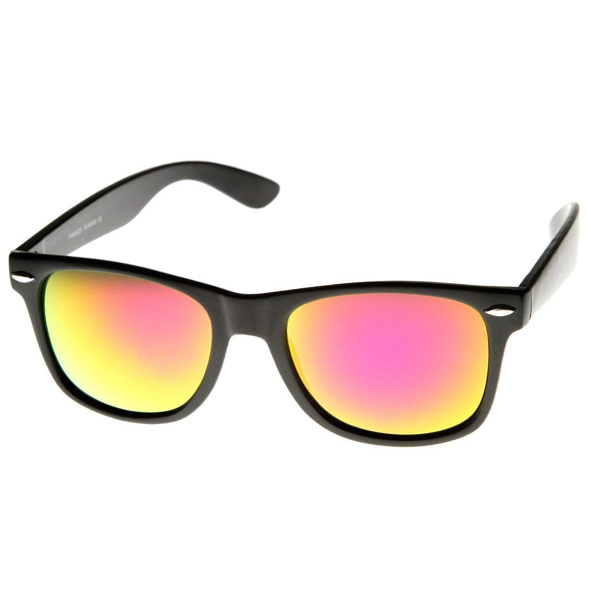 zeroUV Flat Matte Reflective Flash Color Lens Large Horn Rimmed Style Sunglasses 8025