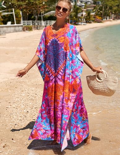 Image of NFVNKJ Women's Plus Size Beach Lounge Kaftan Maxi Dress Swimsuit Coverup for Women