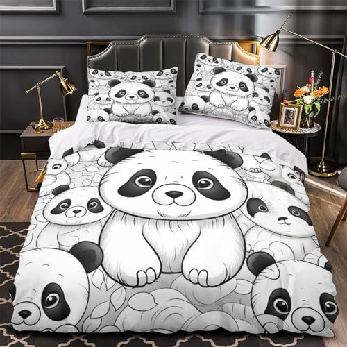 Housse de couette panda anti-acarien et douce king size