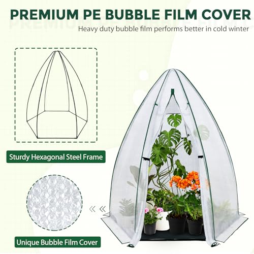 EAGLE PEAK 8x6 Portable Walk-in Pop up Greenhouse and Bubble Film Cover Mini Dome Greenhouse