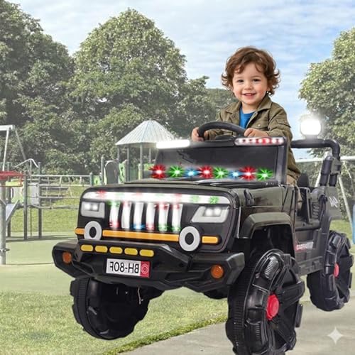 Image of SHAKYA WORLD Nitro Battery-Operated Rechargeable Ride-on Jeep for Kids with Remote Control, 1 to 4 Years, Black
