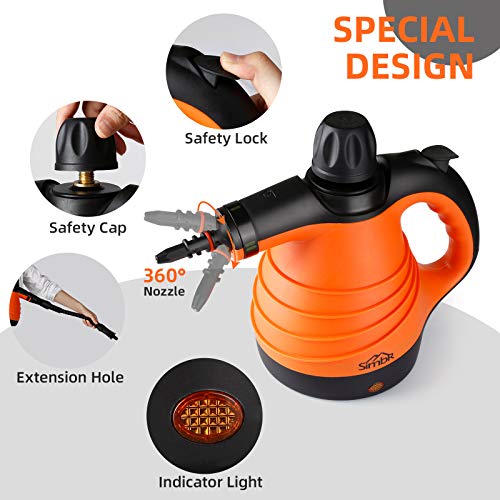 Steam Cleaner Handheld for Home Use with 9 Accessories Kit, Steam Cleaner Multipurpose for Carpet, Sofa with 350ML Water Capacity, Powerful Steam Cleaner Machine with Safety Lock and 360° Nozzle - Thumbnail 3