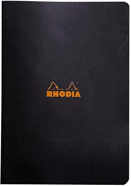RHODIA 119163C - Black Piqué Notebook - A4 - Small Squares - 96 pages - White Clairefontaine Paper 80 g/m - Soft, resistant and waterproof coated card cover - Classic