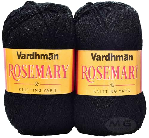Image of M.G ENTERPRISE Rosemary Black 200 GMS Wool Ball Hand Knitting Wool /Art Craft Soft Fingering Crochet Hook Yarn, Needle Knitting Yarn Thread Dyed-AQ Art-