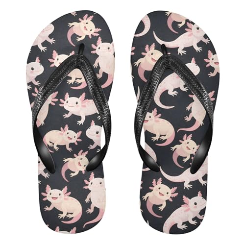 ALAZA Cute Axolotl Pattern Flip Flops for Women Fashion Beach Slippers Comfort Mens Flip Flops Non-Slip Rubber Shower Slippers Sandal for Hotel Travel Sport,XS