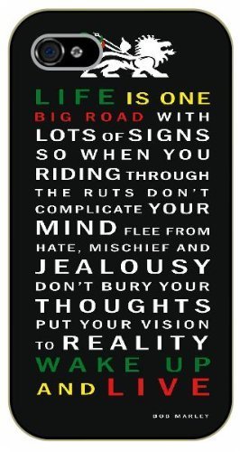 iPhone 6 Bob Marley Quotes - Life is one big road with lots of signs... wake up and live - black plastic case / Inspirational and Motivational