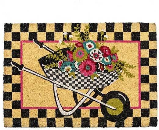 MACKENZIE-CHILDSEntrance Mat, Decorative Outdoor Front Door Mat, Floral Coir Door Mat, Wheelbarrow