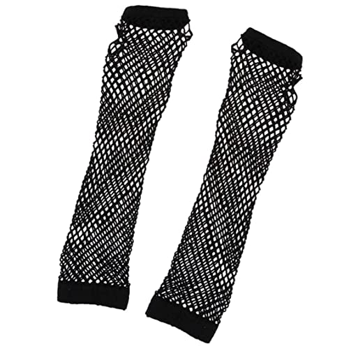 Eyccier 1Pair Women Fishnet Handschuhe Fingerless Punk Black Long Mesh Arm Handschuhe für Nachtthema Party Cover