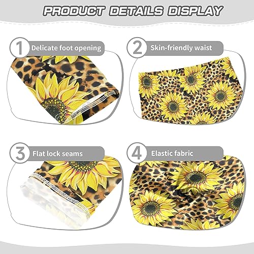 Sunflowers Leopard Print Girls Leggings Dance Running Workout Yoga Pants3