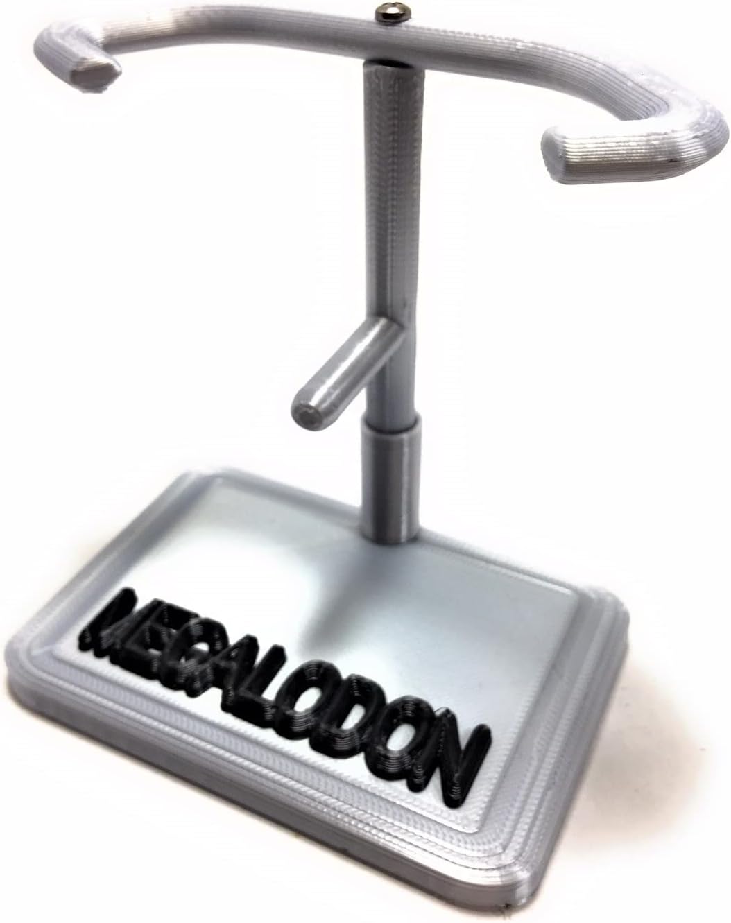 3D Printed Megalodon Shark Tooth Display Stand with Plaque (Silver w/Plaque, 3-1/4")