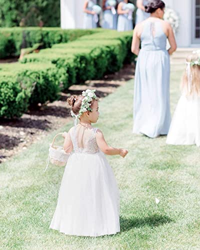 Image of Topmaker Flower Girl Dress for Toddler Baby Girls,Lace Tulle Dress for Wedding,Birthday Party,Photoshoot,Special Occasion