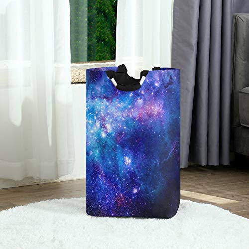 Image of senya Large Laundry Basket Shopping Foldable Clothes Bag Collapsible Fabric Laundry Hamper Folding Washing Bin (Outer Space)