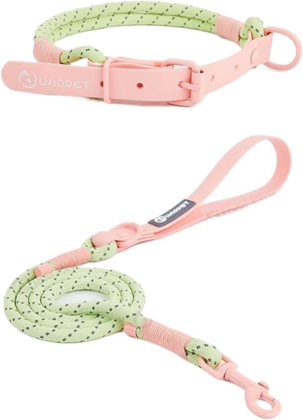 反射犬用首輪リーシュセット PVCナイロンペット快適耐久性ファッショナブルな色供給に適合(Pink set,S neck 29-39