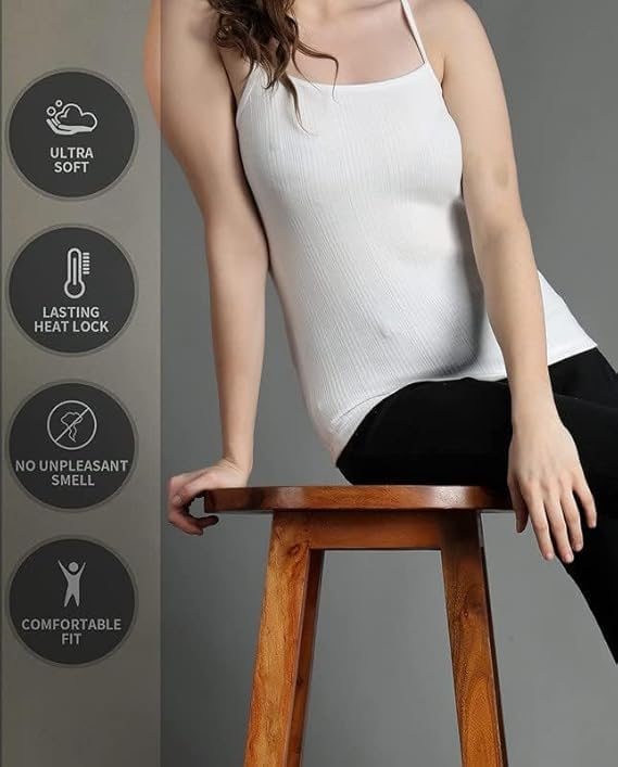 Image of Fashiol Thermal Warmer Spaghetti Top for Women, Ultra Soft Sleeveless Strappy Neck Winter Camisole Inner Wear Thermal for Women
