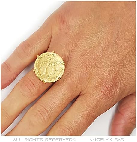 Bague Chevalière Ronde 20 Francs Cérès – Acier Inoxydable Massif, Fait Main, France