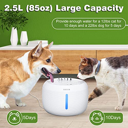 XMTUUM-Cat-Water-Fountain-85oz25L-Cat-Fountain-Dog-Water-Bowl-Dispenser-Automatic-Pet-Water-Fountain-with-Filter-2-Flow-Modes-for-Cats-Inside-and-Small-Dogs-Drinking-Ultra-Quiet-Version