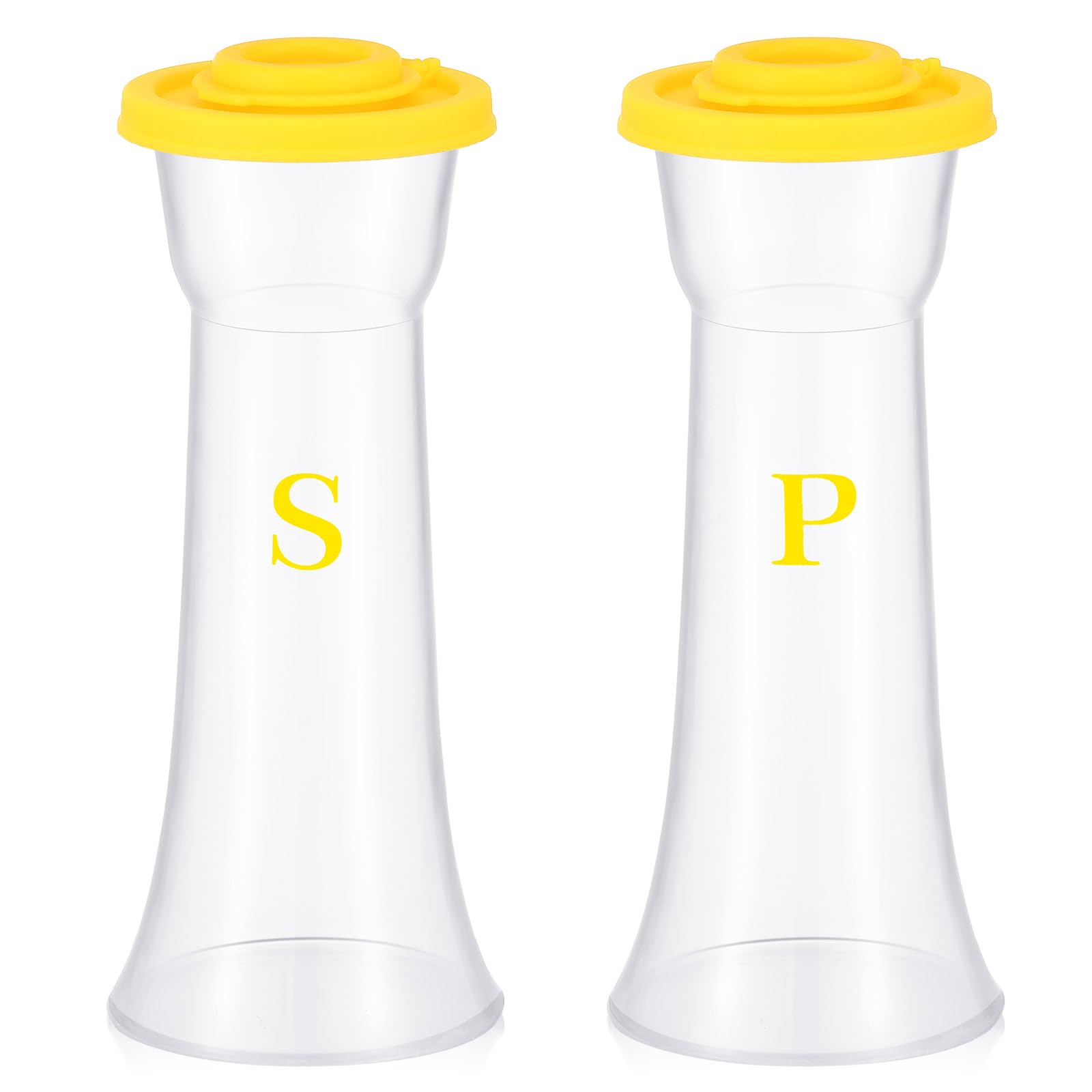 2 Pcs Plastic Salt and Pepper Shakers Set with Lid, Classic, Yellow