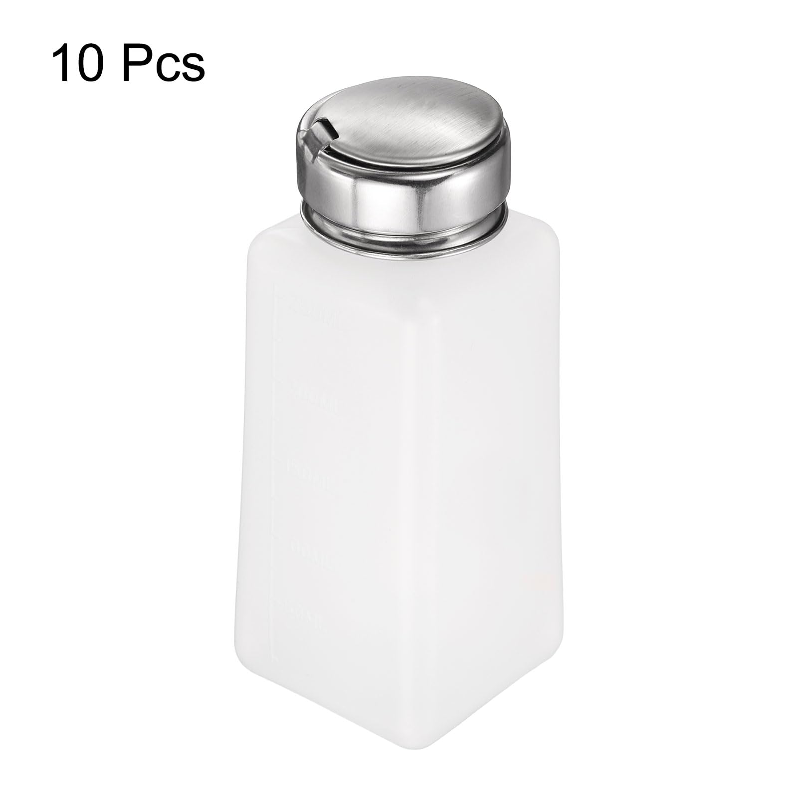 sourcing map Lot de 10 distributeurs d'alcool de solvant de 250 ml pour dissolvant de vernis à ongles avec tête de pression en acier inoxydable pour solution d'acétone, blanc