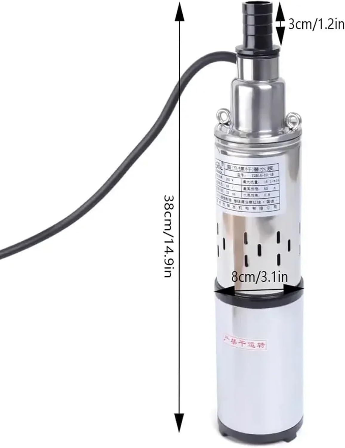 1pc Pump Solar Powered 280W 48V Submersible Pump 60M Lift 30mm Outlet Diameter for Agricultural Irrigation