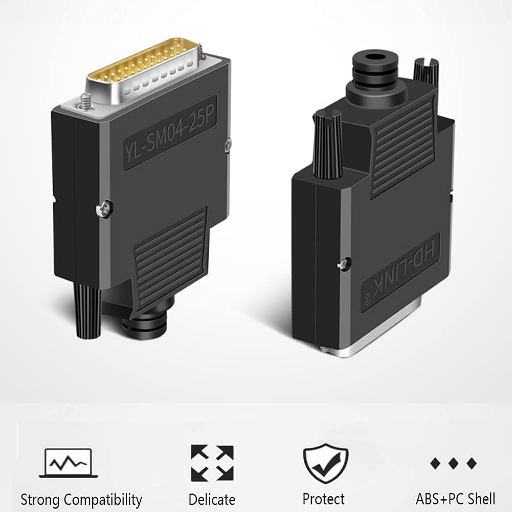 PENGLIN DB25 Connecteur Mâle sans Soudure, Adaptateur série RS232 D-SUB 25 Broches avec boîtier
