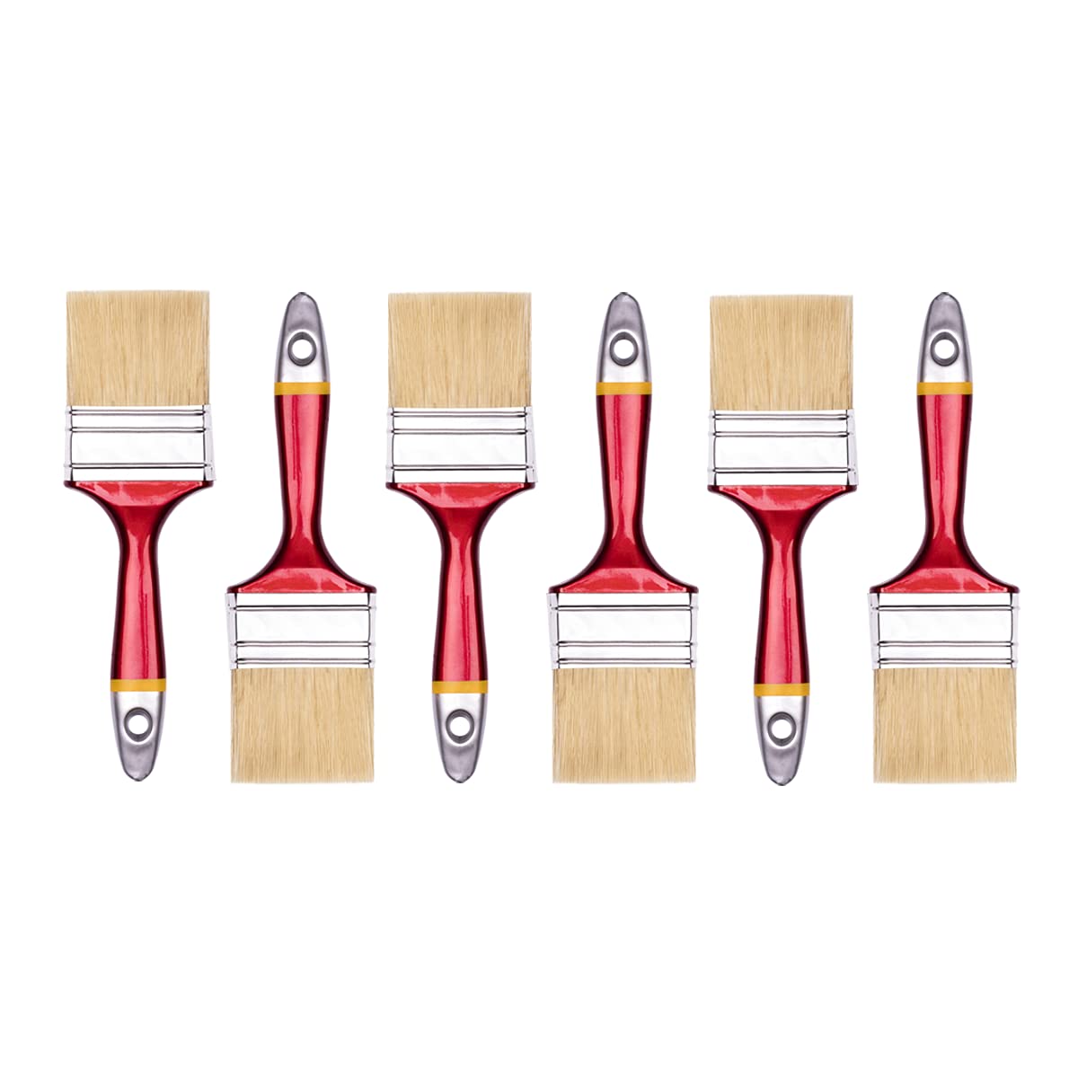 HARDY WORKING TOOLS Flat Pieces-60 mm Width Wooden Handle, Paint Series 33, 6 Pieces, Brush Set, Animal Hair Metal, 60 mm — image 1