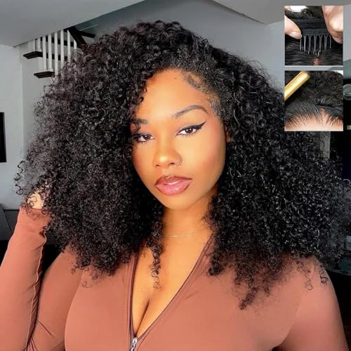 Fuduete 22 Inch Kinky Curly Half Wig Human Hair 200%