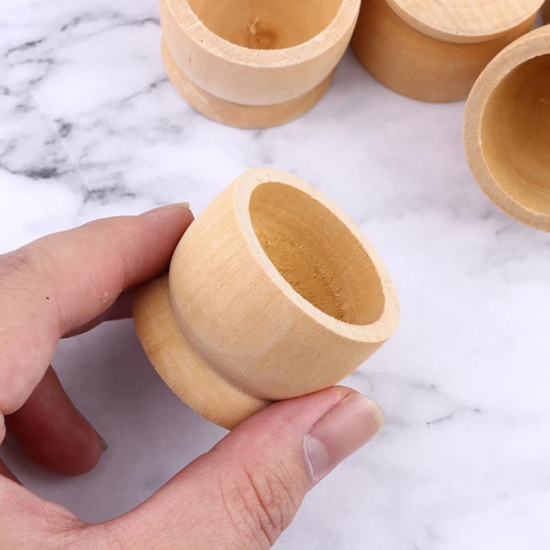 Amosfun 12Pcs Easter Egg Holders Display Stand Paintable Wooden Egg Cups Easter Party Decoration DIY Crafts Supply 1.65 x 1.65 x 2.51 Inch