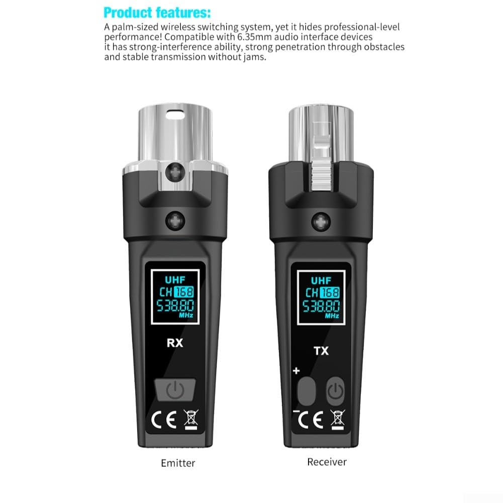 Receptor transmisor de micrófono inalámbrico, sistema de micrófono inalámbrico UHF con rango dinámico de 110 dB, juego de micrófono recargable para micrófonos dinámicos, mezclador de audio, cámara