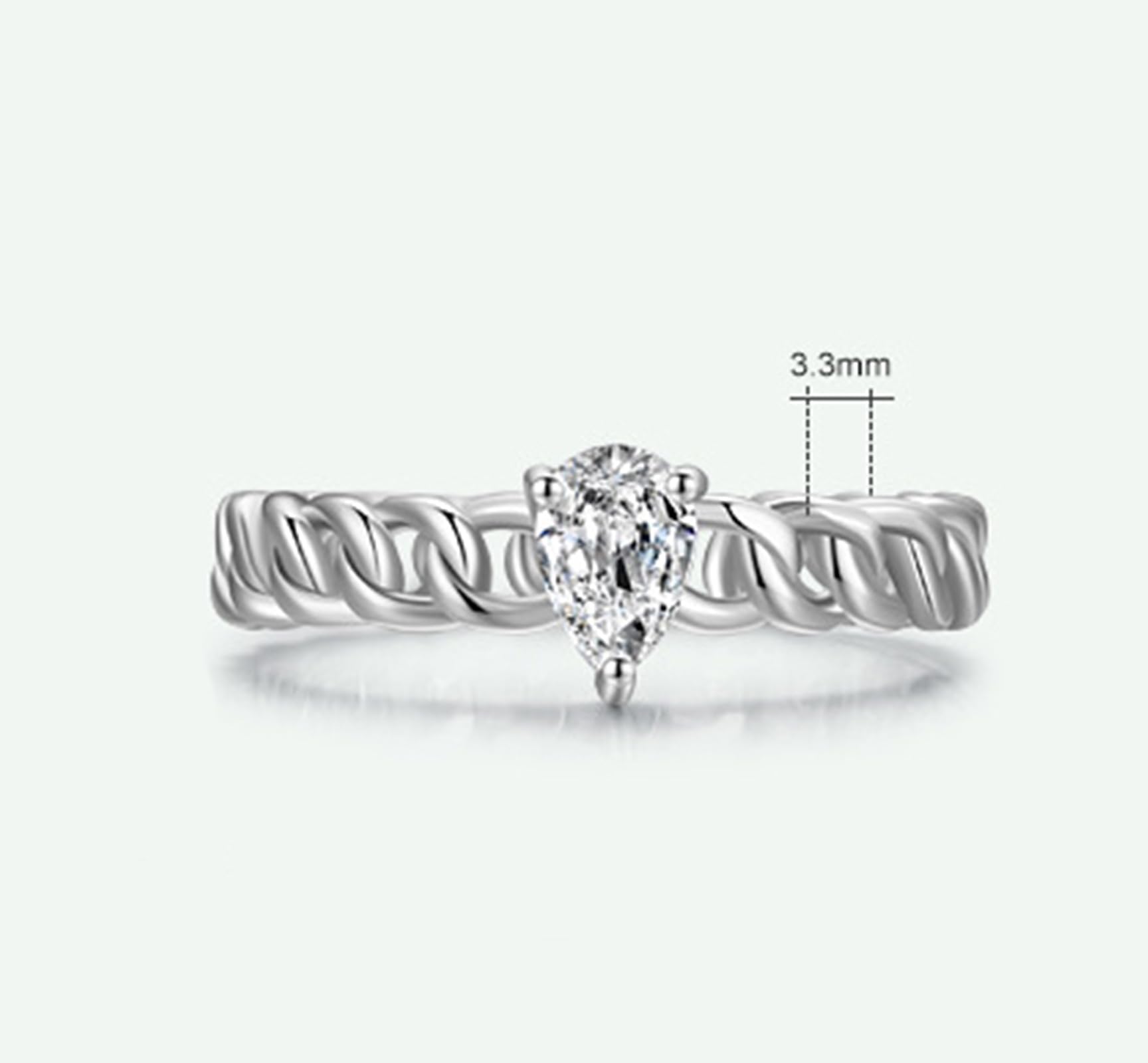 Anillo para mujer, oro auténtico, anillo de boda único con diamante cultivado en laboratorio, anillos de compromiso, forma de gota, oro blanco, anillo de banda para mujer