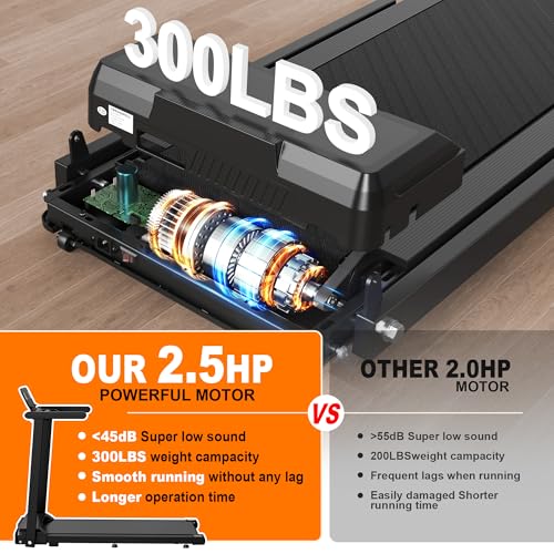 FYC Folding Treadmill with Handles, Treadmills for Home Small Spaces, 2.5HP Foldable Treadmills with LED Display, 300 LBS Capacity, Walking Pad Treadmill with Handle Bar - Image 5