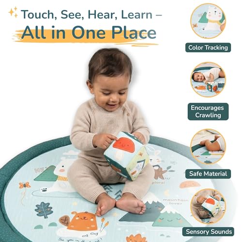 Image of Tidy Sleep Baby Play Mat | Activity Play Mat with 1 Dice Cube Toys, | Foldable & Travel-Friendly (Let's Explore)