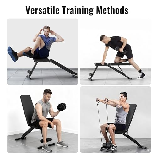Adjustable Weight Bench for Home Gym Dumbbell Exercise, 600LBS Stable Incline Decline Flat Bench for Full Body Workout, Foldable Workout Bench with Resistance Bands for Bench Press Strength Training - Thumbnail 7