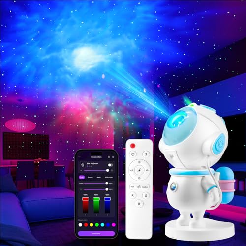 Kangtaixin Astronauta Proyector de Cielo Estrellado para Niños, Luz Nocturna LED, Proyector Galaxy con Mando a Distancia, Control de App, Decoración de Habitación Infantil Regalo de Cumpleaños (Azul)