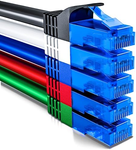 deleyCON 5x 0,25m CAT6 Kabel Sieciowy Zestaw - Kabel U-UTP RJ45 CAT-6 LAN Kabel Krosowy Ethernet DSL Switch Router Modem Repeater Patchpanel - Kolorowe