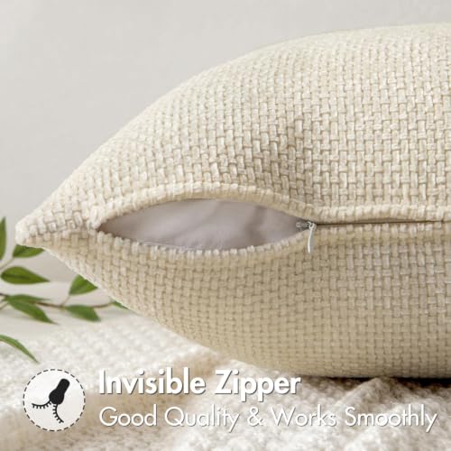 Image of MIULEE Decorative Neutral Cream Euro Sham Pillow Covers 24x24 Inch 2 Pack
