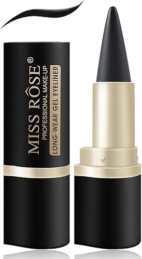 Black Gel Cream Eyeliner, Pencil Eyeliner &amp; Kajal, Tool Smudge Proof and Waterproof Matte Quick Dry Black Eye-liner Pencil