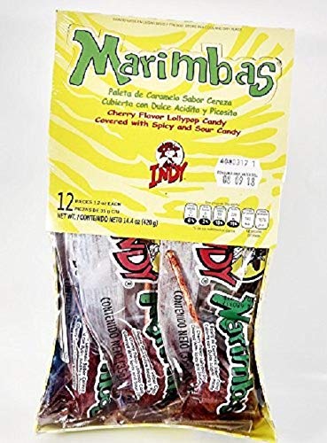 Box Of Lollipop Marimbas Authentic Mexican Candy with Free Chocolate Kinder Bar Included