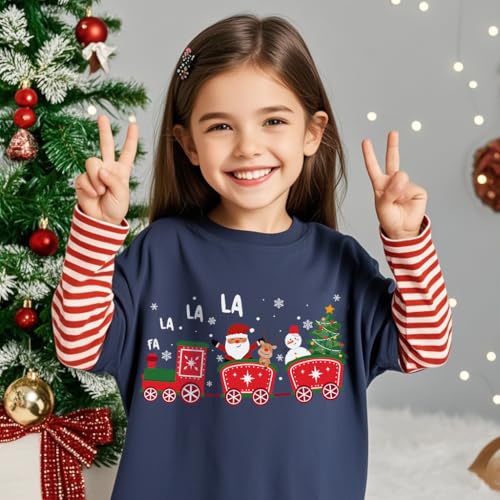 Toddler Girls Boys Christmas Shirt Long Sleeve Strip Patchwork Tops 2-7Years3