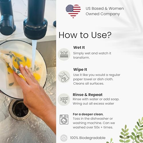 Harps&Seb Swedish Dishcloths for Kitchen Dish Towels - 5 Pack, Non-Scratch Reusable Paper Towels, Super Absorbent Washable Swedish Dish Cloths, No Odor, Biodegradable, Fruit Design - Image 4