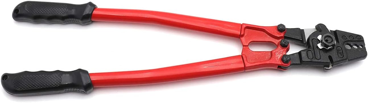 HongK- 14" Hand Swager Swaging Crimping Tool for Wire Rope Cable Swage 1/16" 3/32" 1/8" [P/N: ET-TOOL030-14-RED]