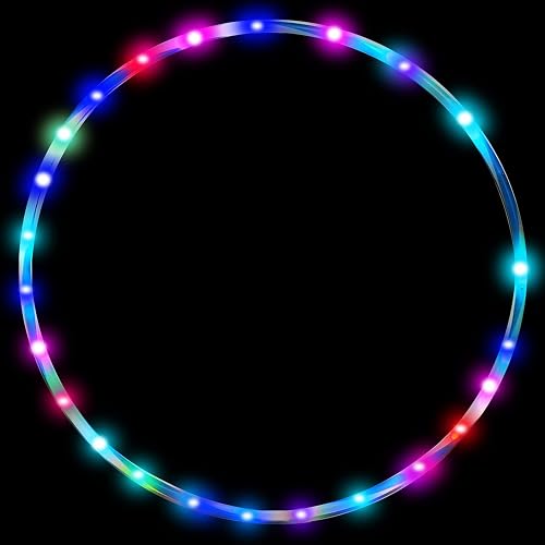 SIKWO LED Hoop Dance Exercise Light Up Hoop for Kids Adults Children, Fitness Equipment Weight Loss Color Changing Strobing Glow Lights, Hoop Hooper Gift(Two AA Batteries are Needed. Not Included) - 36in-90cm Blue