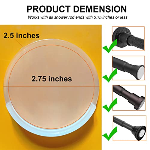 Venupple Spring Tension Rod Holder, 4 Packs 2.5 Inches Transparent Shower Rod Bracket No Drilling, Small Adhesive Tension Curtain Rod Retainer Shower Curtain Rod Holder #TOP2