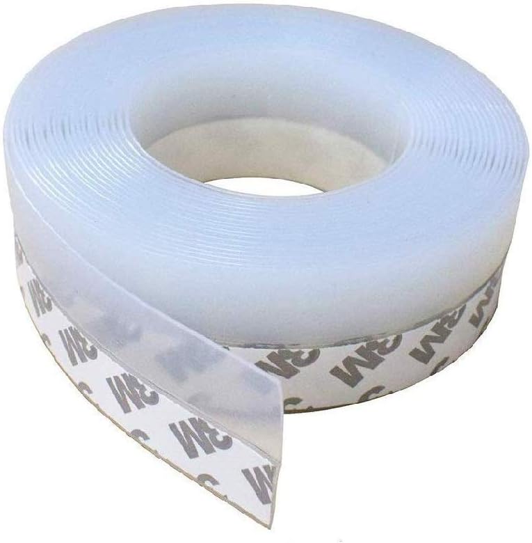 Crevizon 45mm Silicone Seal Srtip 2 Miter /6.56 ft Rubber Door,Window Tape Sound Proof Anti-Collision Tape(White)