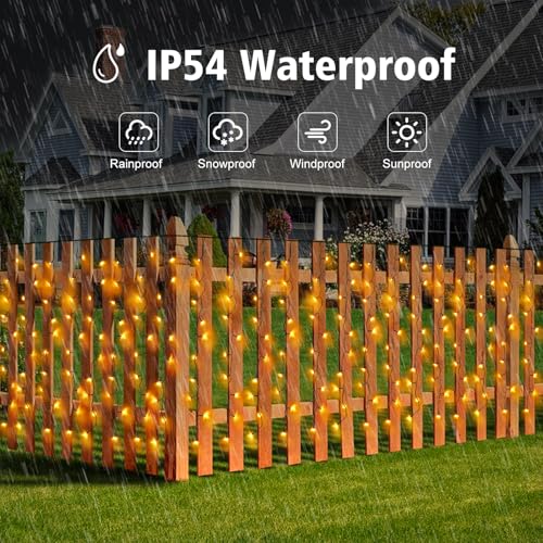 CCILAND LED Christmas Curtain Lights Plug in, 6Mx1M 300 LED Curtain String Lights with 8 Modes Outdoor Curtain Lights IP54 Waterproof for Fence Patio Wedding Party Garden Decoration (Warm White) - Image 4
