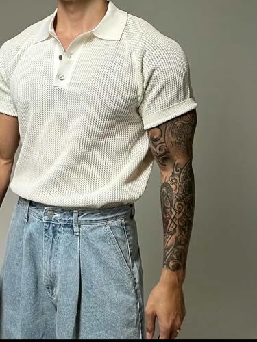 T-Shirt Homme Manches Courtes Blanc XL Idéal pour le Bureau et les Sorties Chic