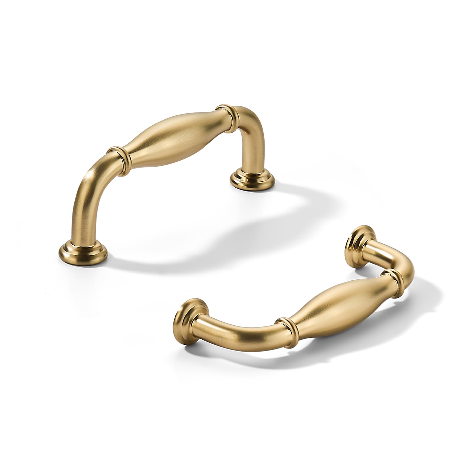 khtumeware 10 Pack 3inch(76mm) Hole Center Brushed Brass Cabinet Pulls Solid Heavy-Duty Hardware for Bathroom Dressers Pull cabinets,wardrobes,Closet Doors,Furniture pulls — image 1