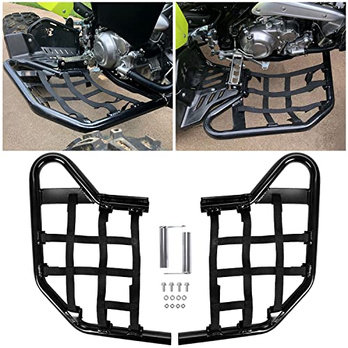 nerf bars raptor 700 - KUAFU Side Step Nerf Bars Compatible with Yamaha Raptor 700 YFM 700 YFM700R Models Aluminium Foot Guard Pegs W/ Black Webbing Nets